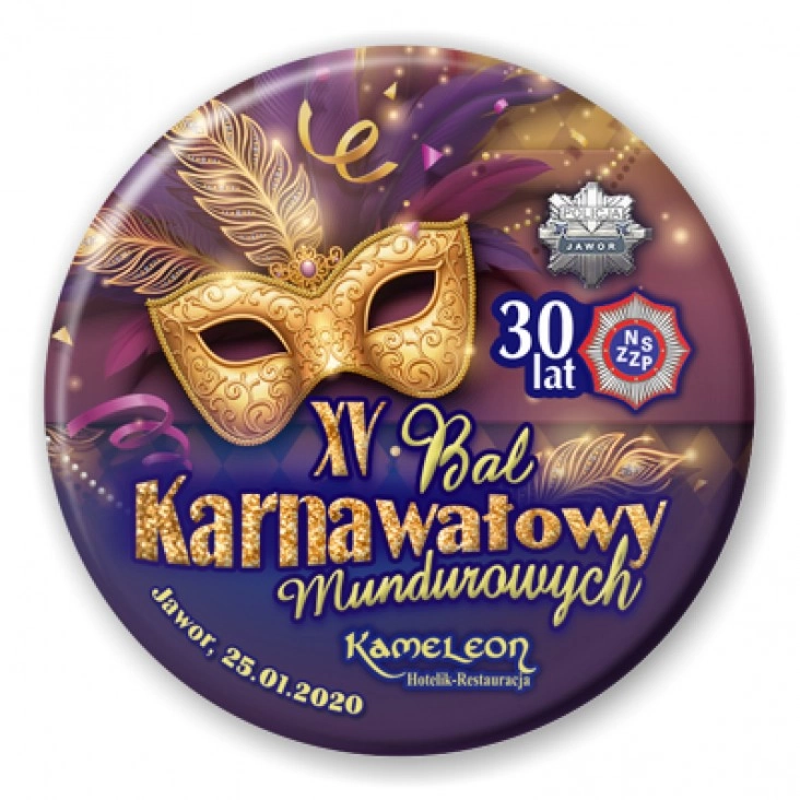 przypinka XV Bal Karnawałowy Mundurowych