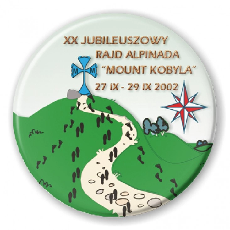 przypinka XX Jubileuszowy Rajd Alpinada Mount Kobyla