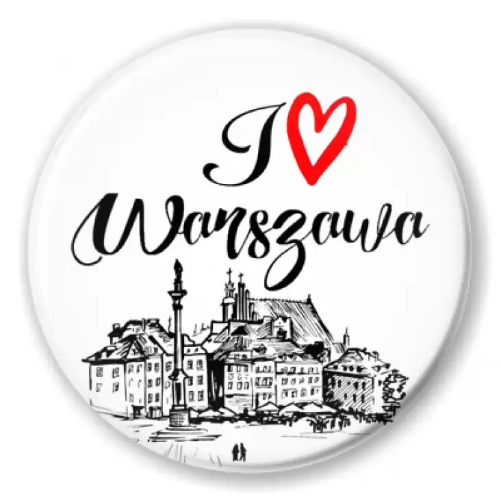 przypinka I love Warszawa