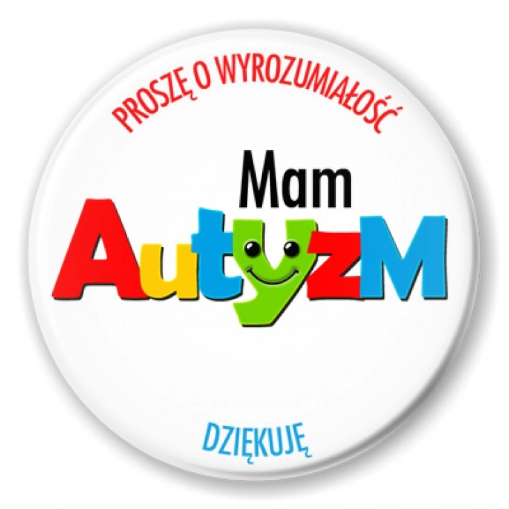 Mam autyzm. Barwny napis.