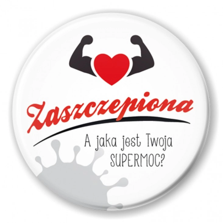 przypinka Zaszczepiona hero