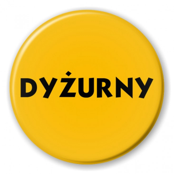 przypinka Dyżurny żółte tło