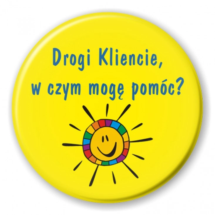 przypinka W czym mogę pomóc? Słoneczko