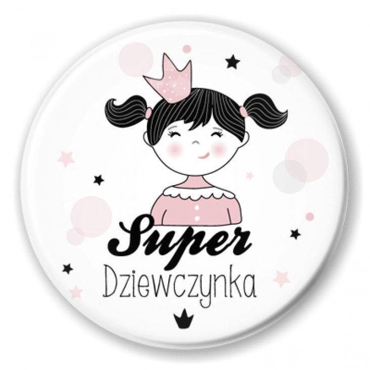 przypinka Dzień Kobiet dla dziewczynek Super Dziewczynka