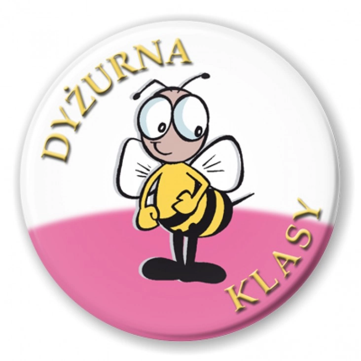 przypinka Dyżurna klasy różowe tło
