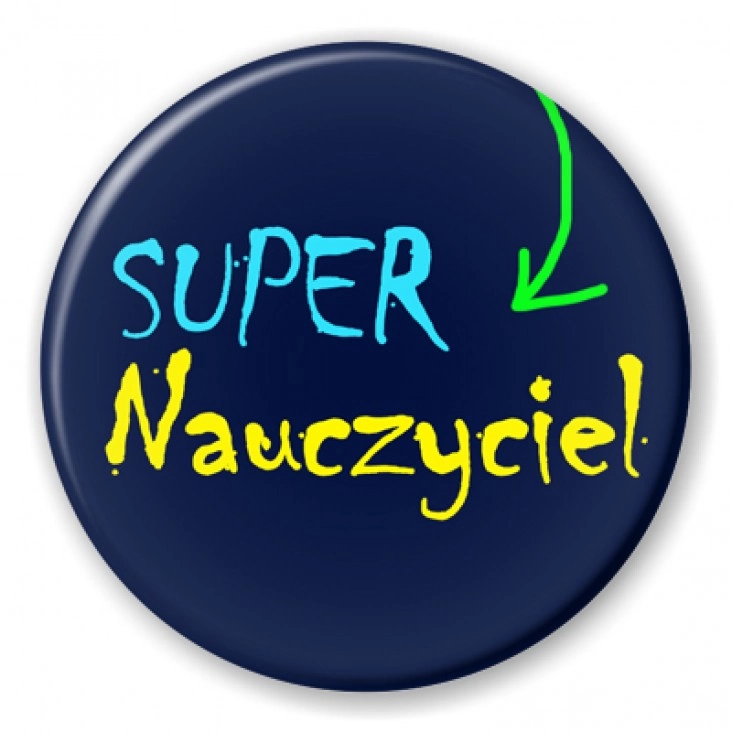 przypinka Super nauczyciel ze strzałką