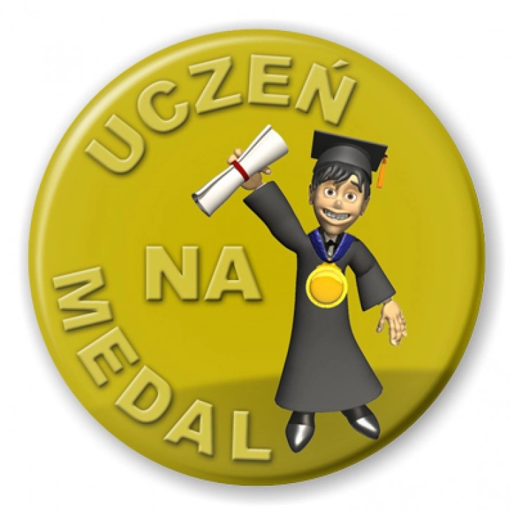 przypinka Uczeń na medal z dyplomem