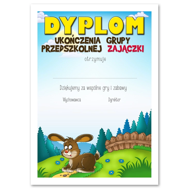 dyplomUkończenia grupy Zajączki