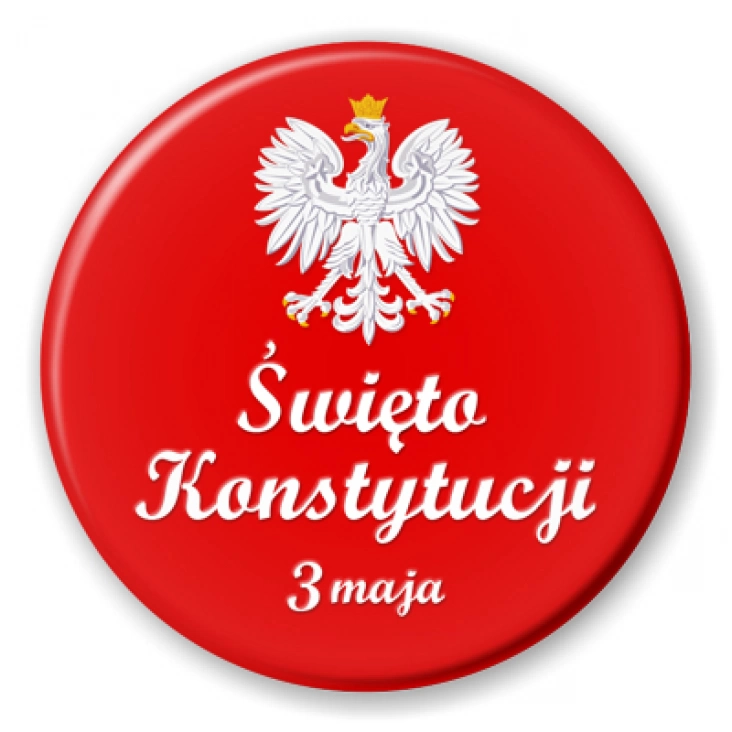 przypinka Narodowe Święto Konstytucji 3 maja na czerwonym tle