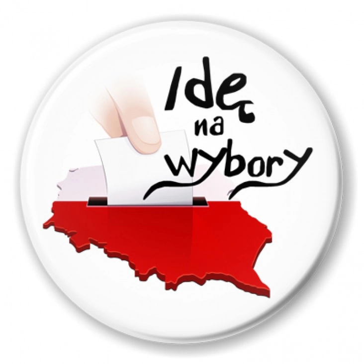 przypinka Glosuję Idę na wybory