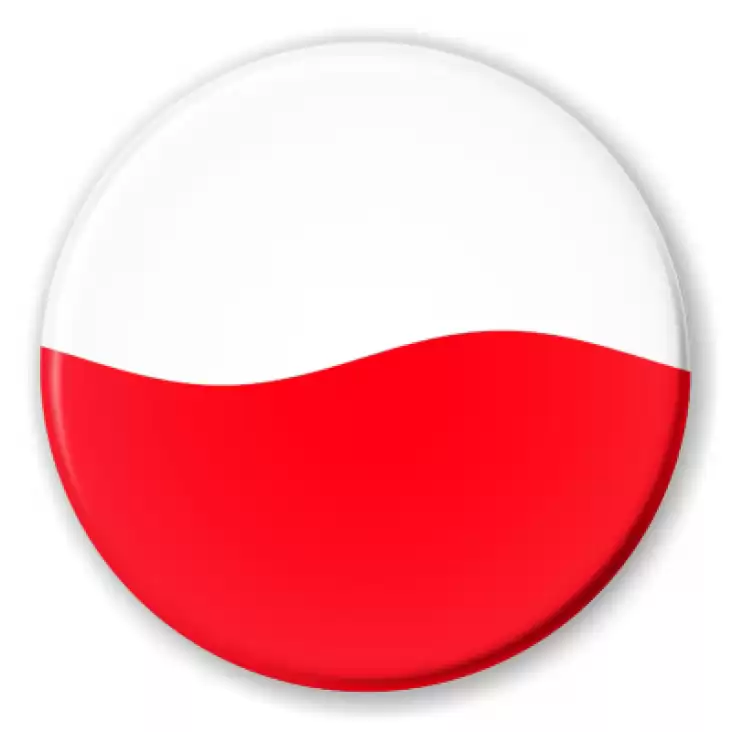 przypinka Polska falująca biało-czerwona flaga