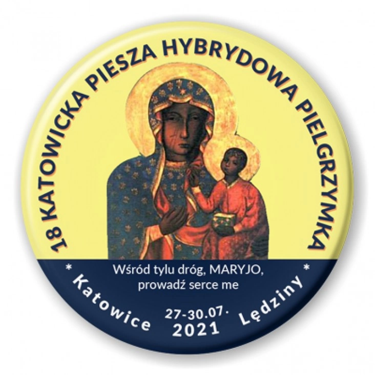 przypinka 18 Katowicka Piesza Hybrydowa Pielgrzymka 2021