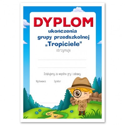dyplom szkolnego przedszkolaki tropic detektywi
