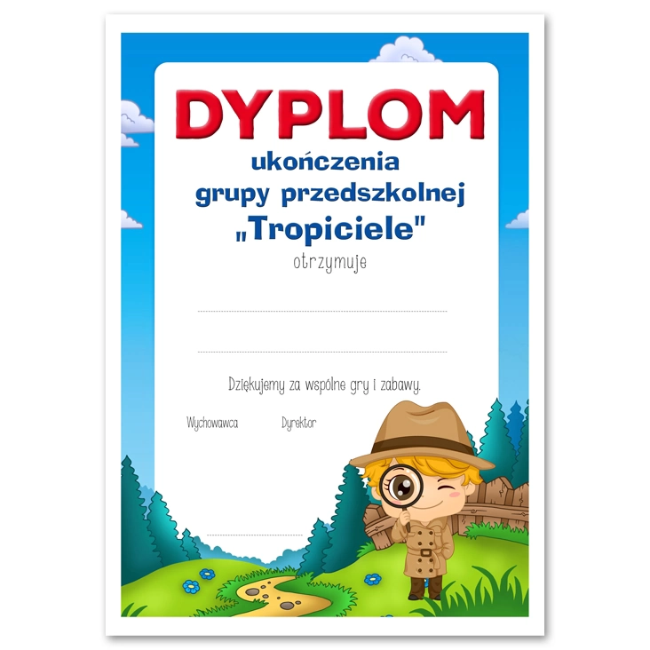 dyplomUkończenia grupy Tropiciele
