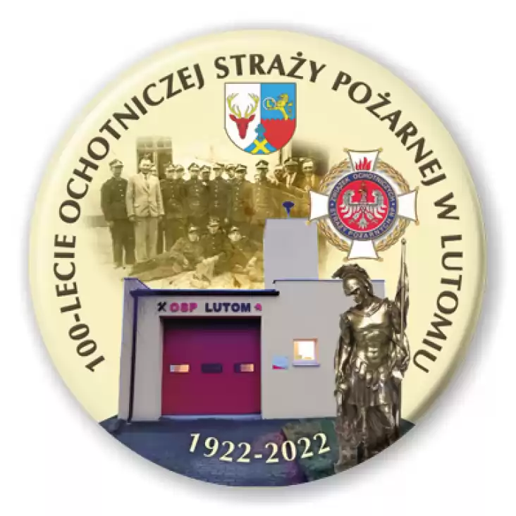 przypinka 100 lat OSP w Lutomiu