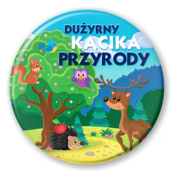 przypinka Dyżurny Kącika Przyrody ze zwierzętami