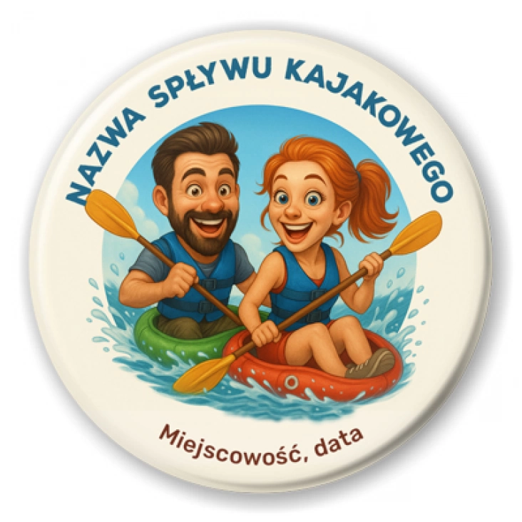 przypinka Spływ kajakowy uśmiechnięta para