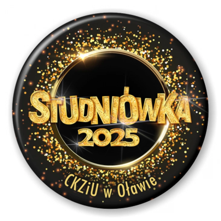 przypinka Studniówka CKZiU w Oławie złoty napis