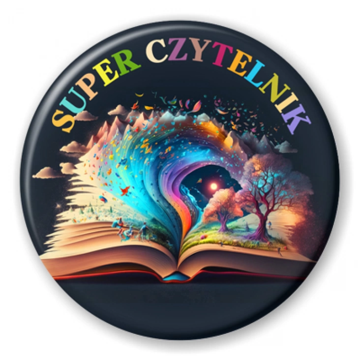 przypinka Super czytelnik magiczna książka
