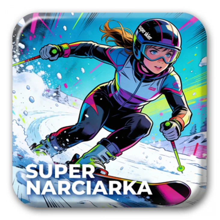 przypinka kwadrat Super Narciarka