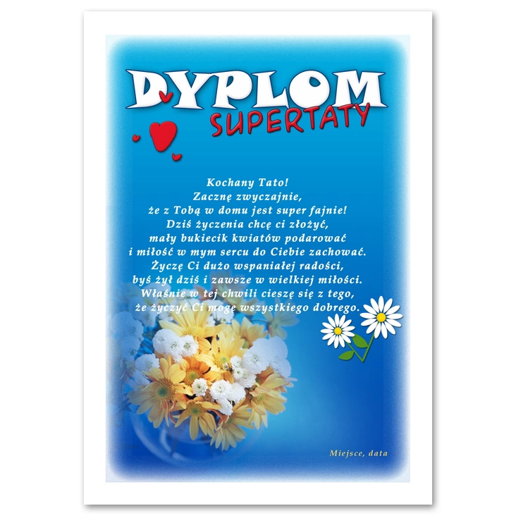 dyplom Supertata z kwiatami