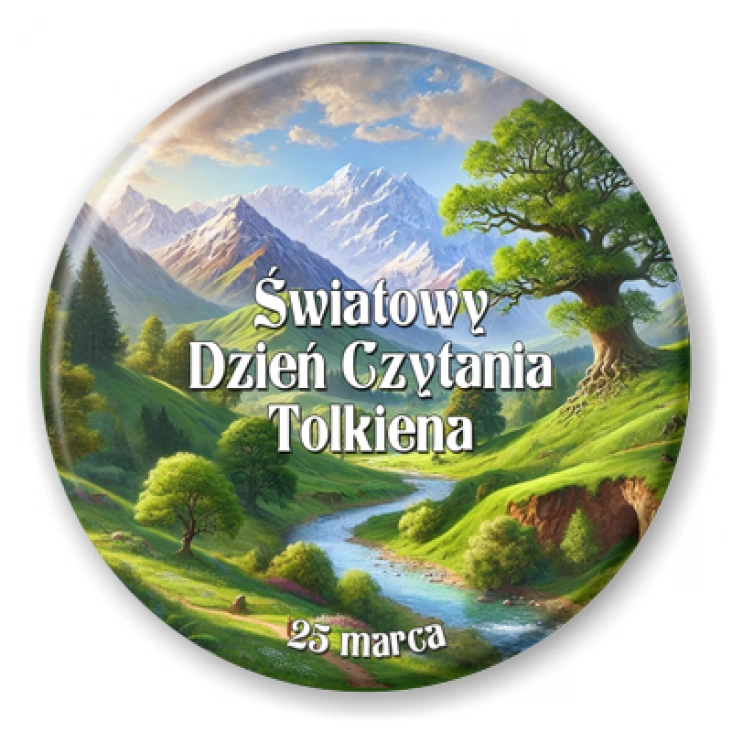 przypinka Światowy Dzień Czytania Tolkiena krajobraz