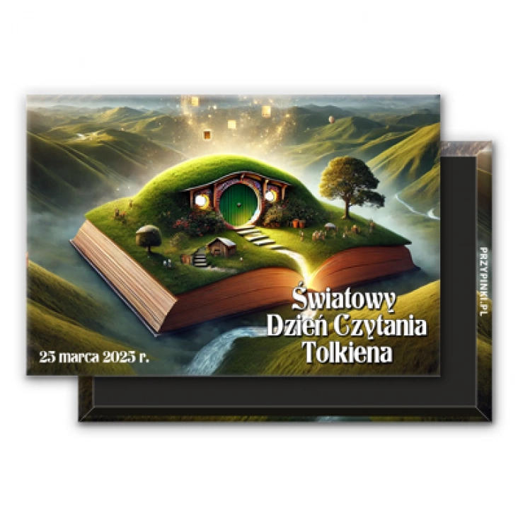 magnes 78x53mm Światowy Dzień Czytania Tolkiena krajobraz z książką