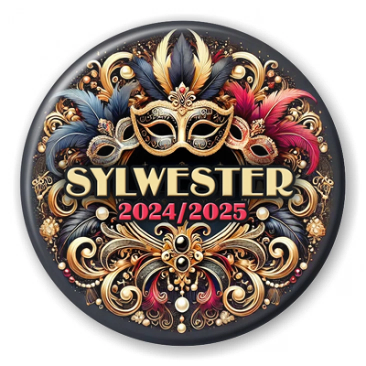 przypinka Sylwester w stylu balu weneckiego