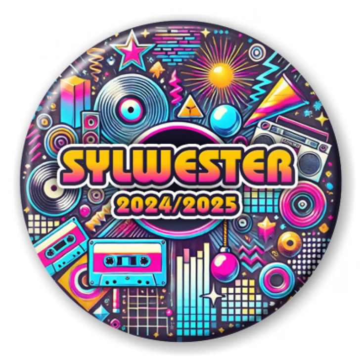 przypinka Sylwester w stylu disco