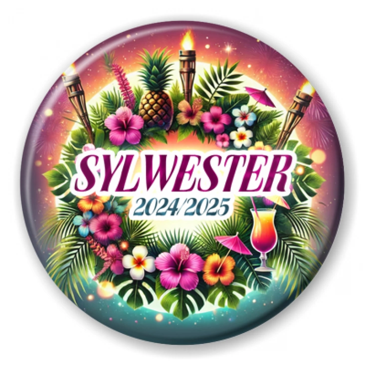 przypinka Sylwester w stylu hawajskim