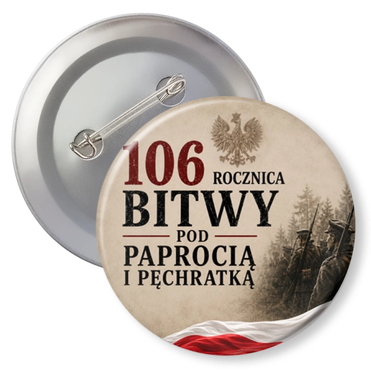 przypinka z agrafką 106. rocznica Bitwy pod Paprocią