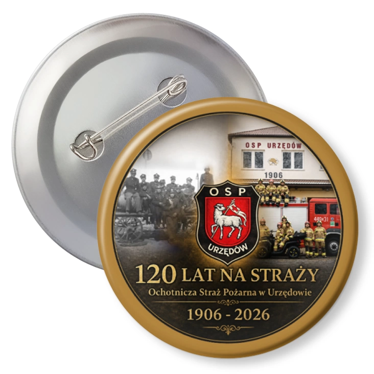 przypinka z agrafką 120 lat OSP Urzędów