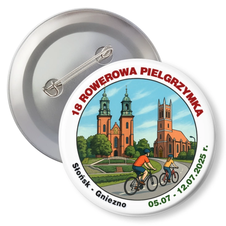 przypinka z agrafką 18 Rowerowa Pielgrzymka Słońsk - Gniezno 2025