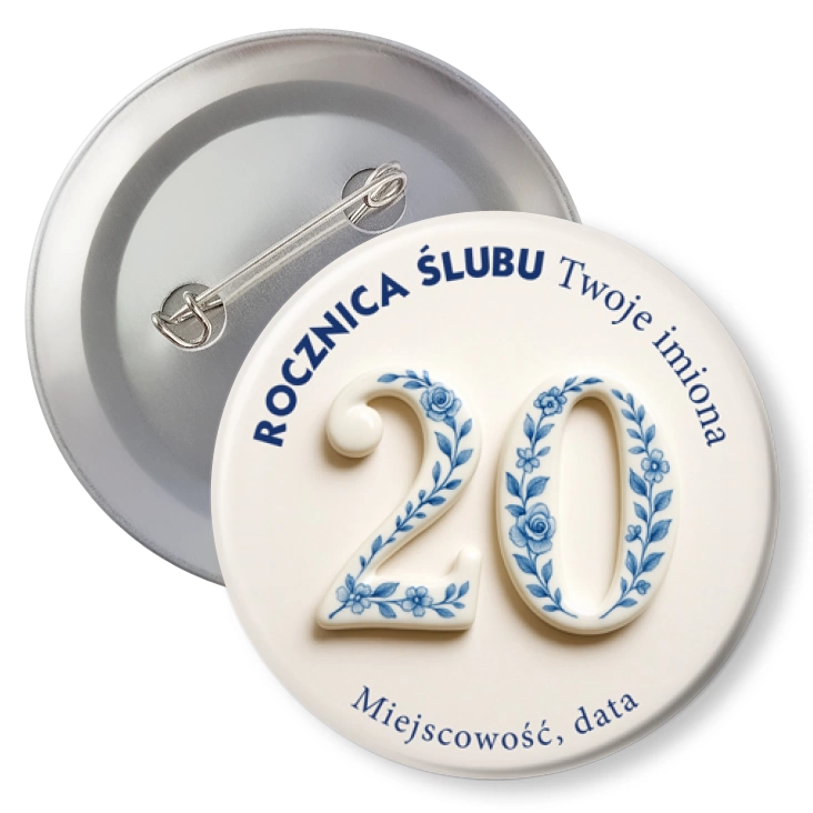 przypinka20 porcelanowa rocznica ślubu