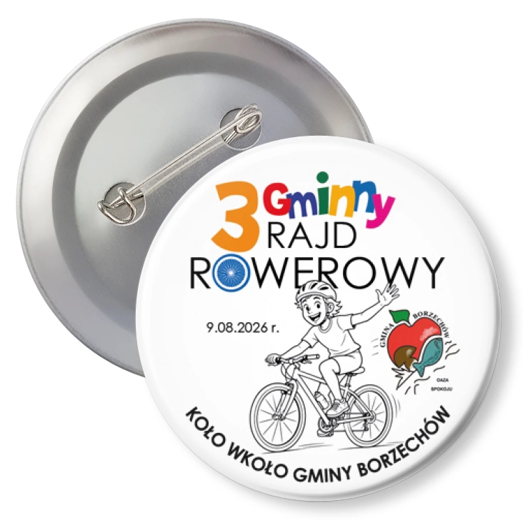 przypinka z agrafką 3 gminny rajd rowerowy Koło wkoło gminy Borzechów