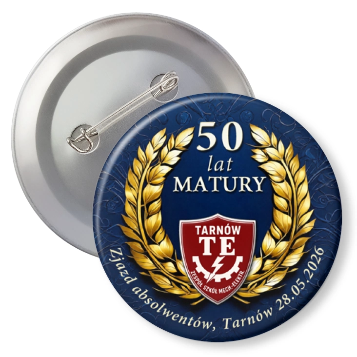 przypinka z agrafką 50 lat matury TE Tarnów 2026