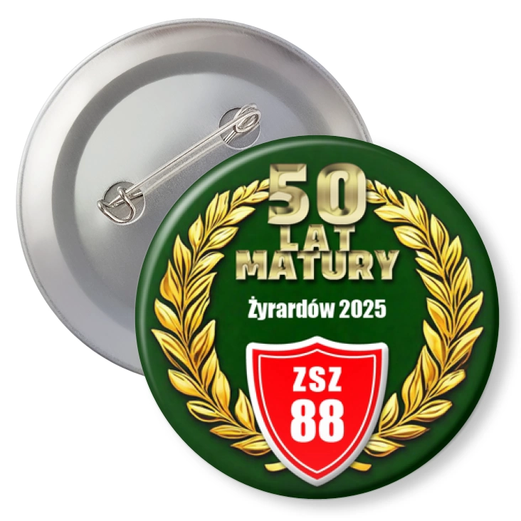 przypinka z agrafką 50 lat Matury ZSZ 88