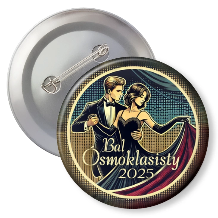 przypinka z agrafką Bal ósmoklasisty w stylu pop art