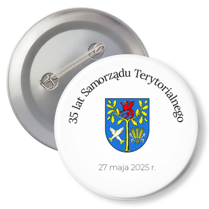 przypinka z agrafką Białogard 35 lat Samorządu Terytorialnego