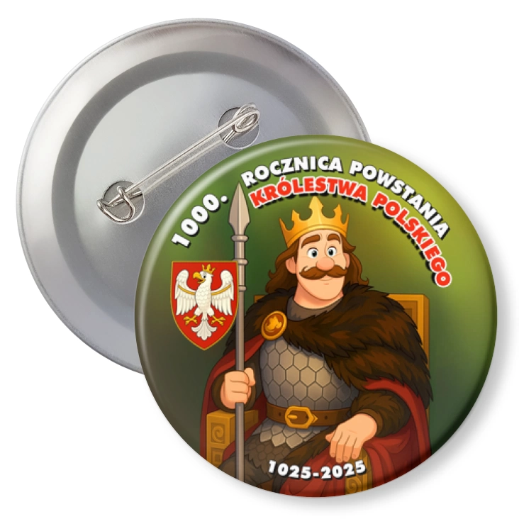 przypinka z agrafką Bolesław Chrobry 1000. rocznica powstania Królestwa Polskiego
