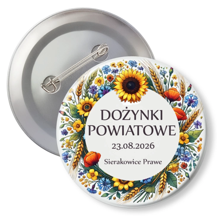 przypinka z agrafką Dożynki Powiatowe Sierakowice Prawe 2026