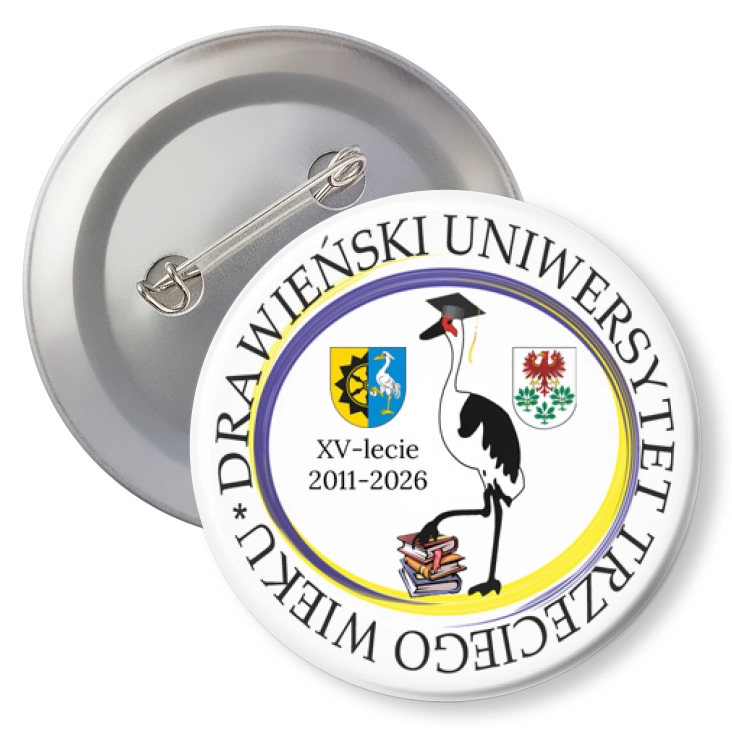 przypinka z agrafką Drawieński Uniwersytet Trzeciego Wieku XV-lecie
