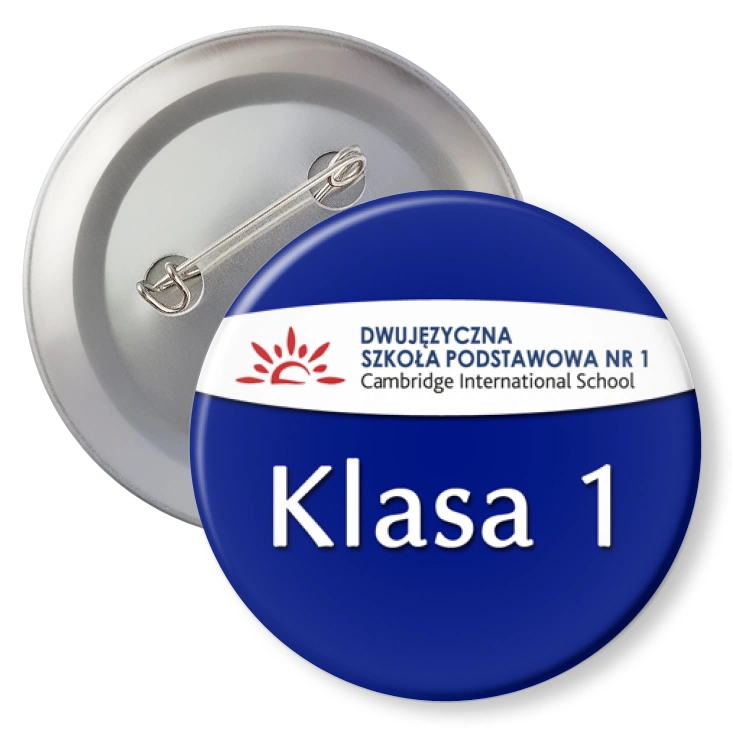 przypinka z agrafką Dwujęzyczna Szkoła Ponstawowa nr 1 - klasa 1