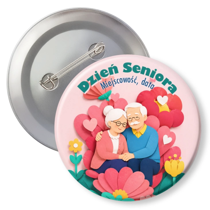 przypinkaDzień Seniora para seniorów w kwiatach