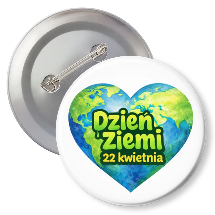 przypinka z agrafką Dzień Ziemi - globa jak serce