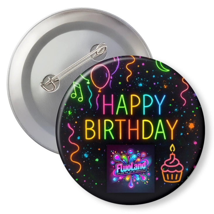 przypinka z agrafką Fluoland Happy Birthday