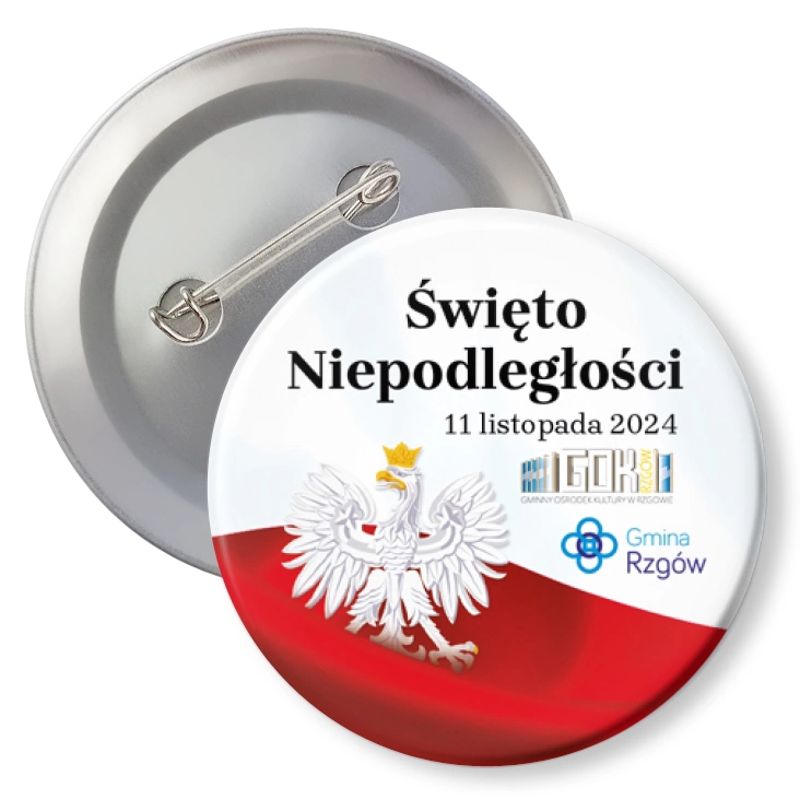 przypinka z agrafką Gmina Rzgów Święto Niepodległości