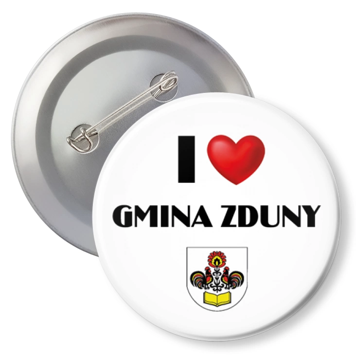 przypinka z agrafką I love Gmina Zduny