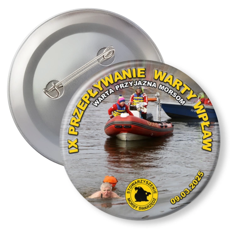 przypinka z agrafką IX Przepływanie Warty Wpław