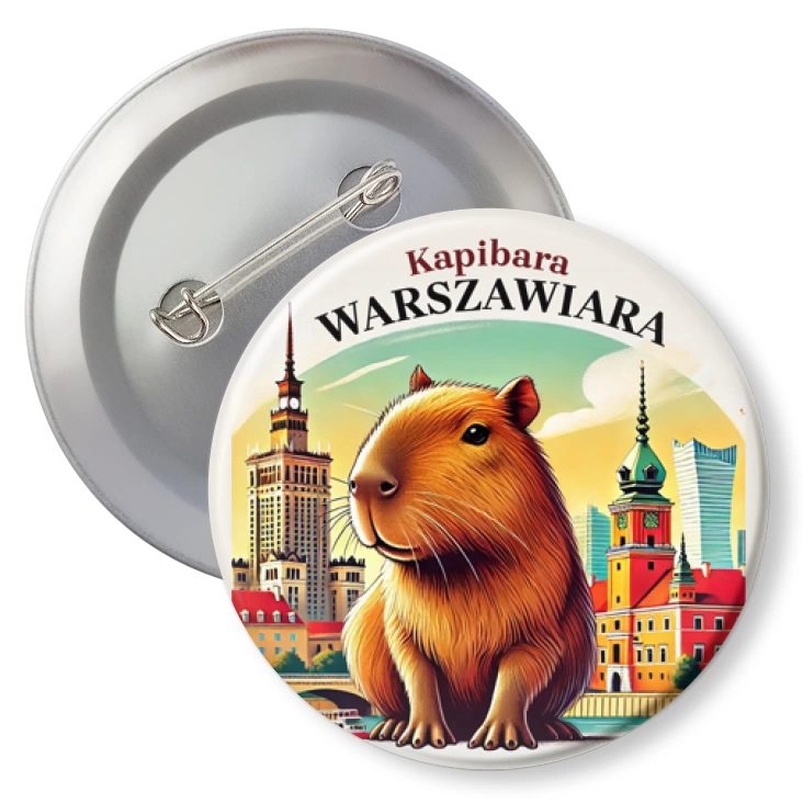 przypinka z agrafką Kapibara Warszawiara